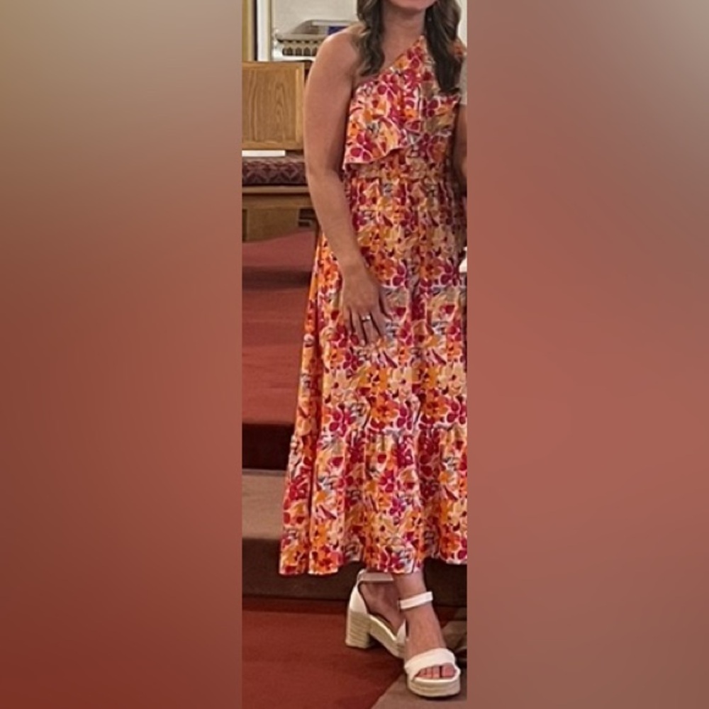 One shoulder floral maxi dress